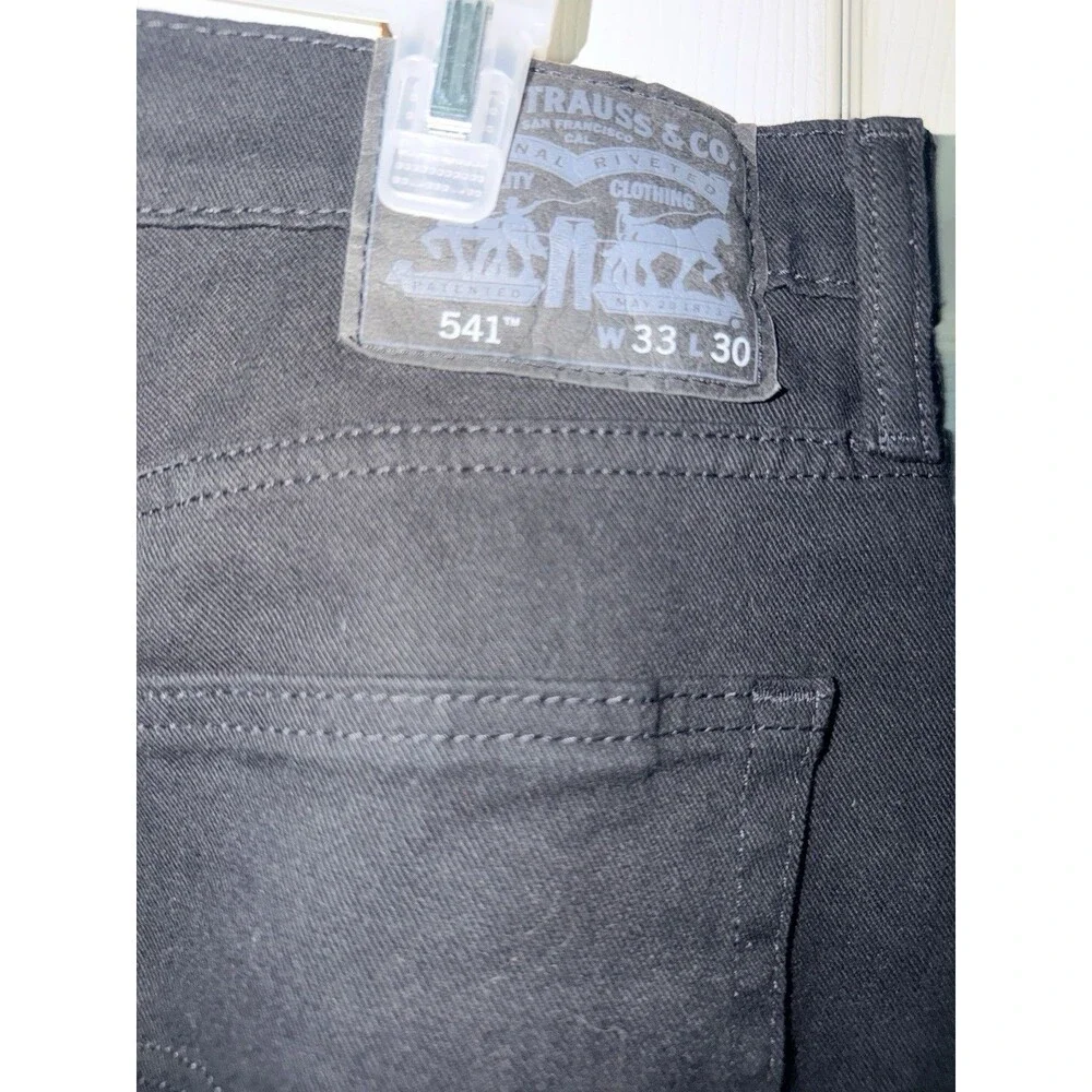 Levis 541 Athletic Fit Stretch Black Denim Jeans Mens Size 33 x 30